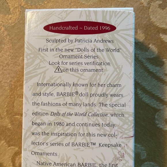 NWT Native American Barbie Dolls of World First of Series Hallmark ORNAMENT Xmas - Picture 7 of 12